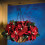 Artificial Christmas hanging basket with LED lights red 1