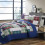 Ensemble de courtepointe réversible en coton vert rouge marine blanc Queen 1