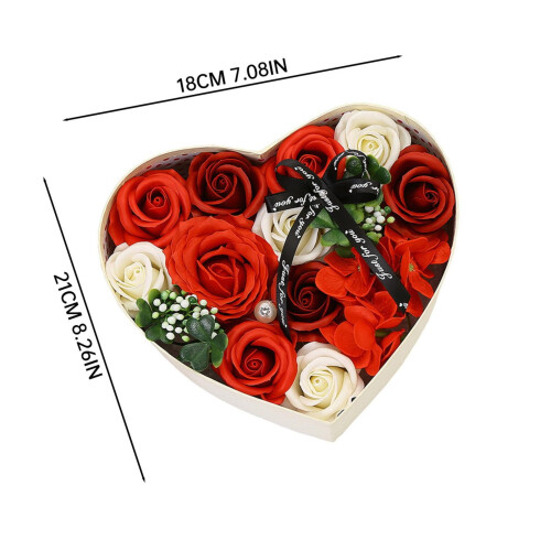 Rosas artificiales rosas en caja con forma de corazón (1 unidad) 2