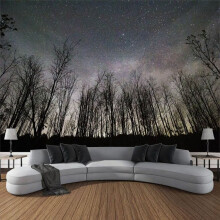 Starry tapestry wall hanging black and white