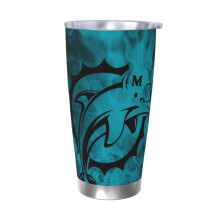 Gobelet isotherme Dolphins Football en acier inoxydable 304, 590 ml (20 oz).