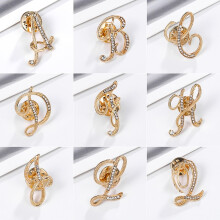 Rhinestone Lapel Pin Geometric English Letter 26pcs