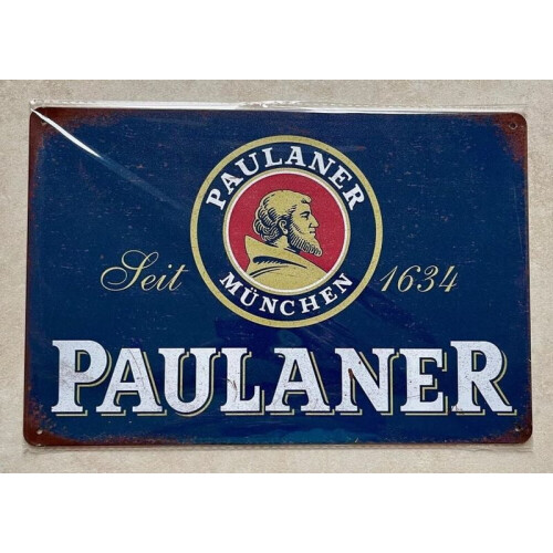 Placa de metal para cerveja Paulaner Munique 8x12 polegadas