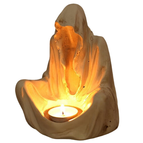 Portacandele fantasma gotico horror bianco