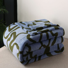 Coral Velvet Throw Blanket Soft Thick Striped Green
