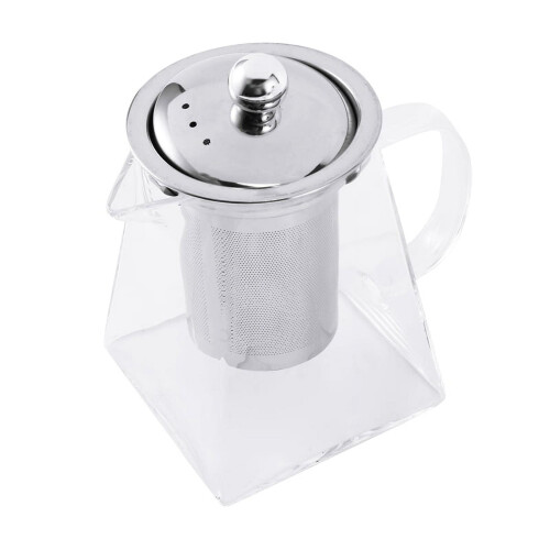 Τετράγωνη γυάλινη τσαγιέρα με εγχυτήρα, 550ml με σουρωτήρι