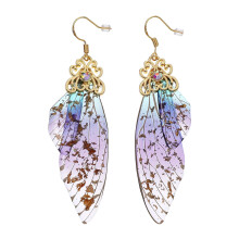 Butterfly Wing Drop Earrings Women Blue Gold