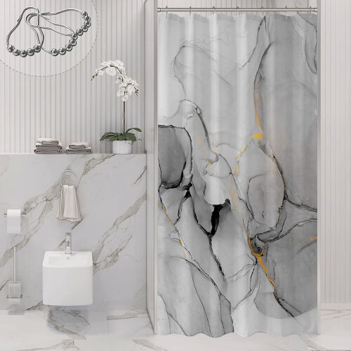 Shower Curtain Grey Marble Abstract 36 x 72 in