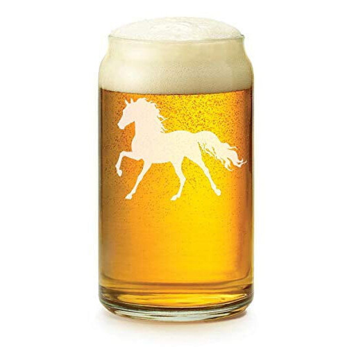 Beer Can Glass Horse 16 oz