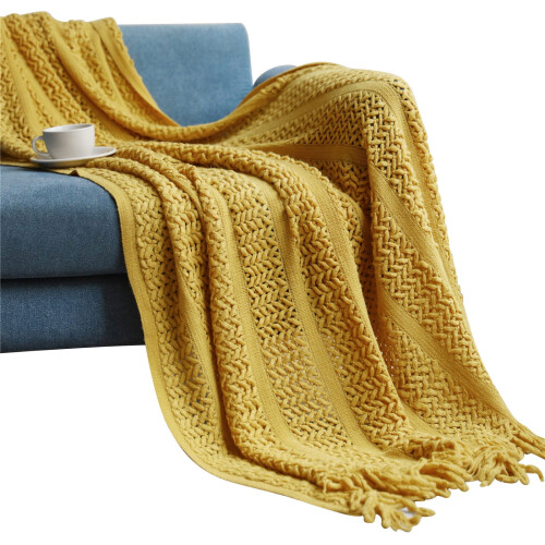 Fnyoxu knitted sofa blanket solid color 120x150cm