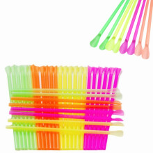 Happon disposable plastic straws with spoon 200 pcs