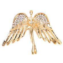 Crystal angel wing brooch gold or silver plated