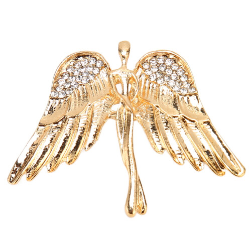 Crystal angel wing brooch gold or silver plated