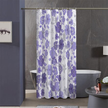 Purple floral shower curtain set 36x72 inch waterproof
