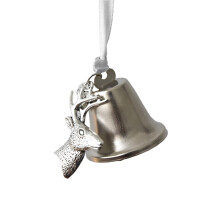 Christmas bell hanging ornament silver metal 1 piece