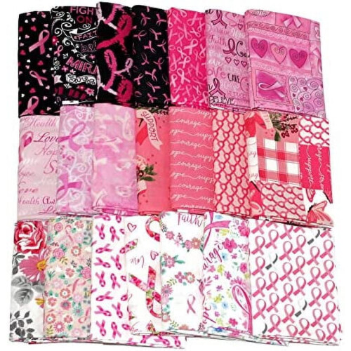 Δέμα από βαμβακερό ύφασμα Fat Quarter - Ροζ κορδέλα με φλοράλ σχέδιο 2