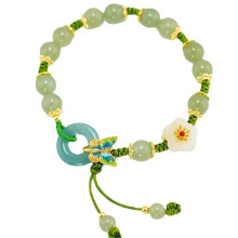 Pulsera de jade natural para mujer, hecha a mano, 1 pieza.