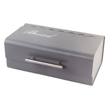 Metal vintage bread storage box with lid gray