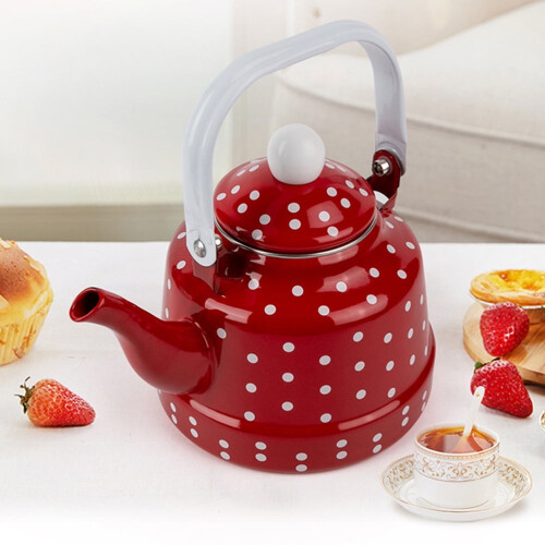 Teapot polka dot enameled ceramic stovetop kettle