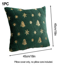 Funda de almohada de felpa con lentejuelas y copo de nieve, verde y dorado, 45 cm (18 pulgadas)