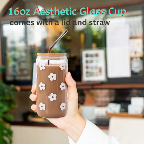 Daisy Aesthetic Glazen Bekers Set 7 stuks 1