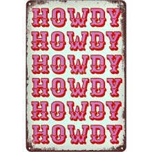 Panneau vintage en métal « Howdy » 8x12 pouces