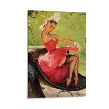 Vintage 1950s Pin-Up Girl Canvas Poster 12x18 inch