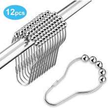 LNKOO shower curtain hooks rust-proof polished nickel 12 pcs