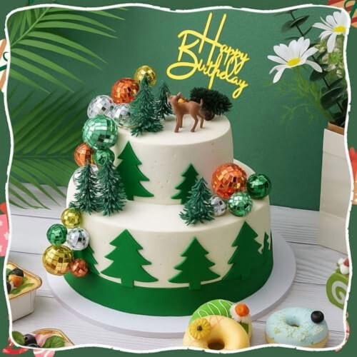 Diskokugle Cupcake Toppers Retro Guld Sølv Grøn Brun24 2