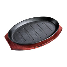 LOVIVER griddle steak fry plate oval nonstick with bamboo