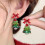Crystal Christmas Tree Earrings with Red Bow Stainless 1