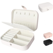 Jewelry Box PU Leather Double Layer White