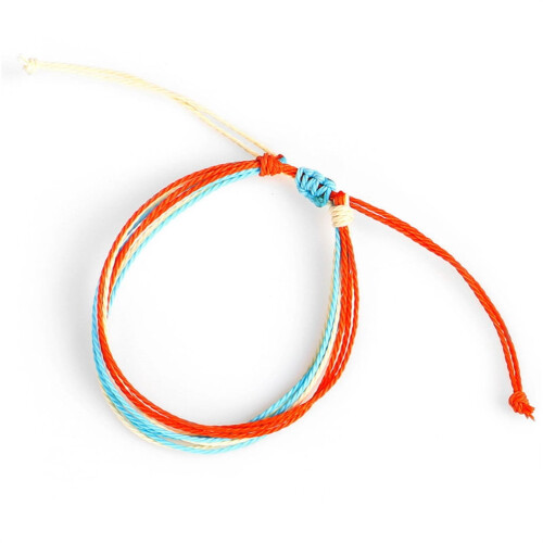 Bracelet tressé ajustable multicolore en corde artisanale