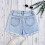 Mädchen-Jeansshorts, einfarbig, zerrissen, lässiger Stil mit 4