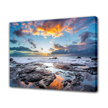 Sunset Beach Canvas Poster 12x18 inch