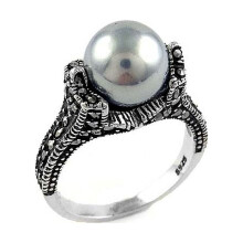 Marcasite sterling silver pearl ring multiple colors size 6