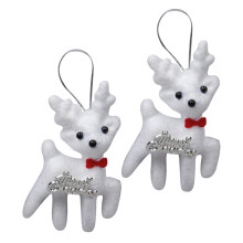 Christmas Polar Bear Ornament White Plush 2 pcs