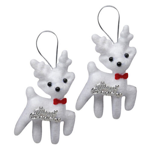 Christmas Polar Bear Ornament White Plush 2 pcs