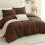 King Brown Comforter Set Quilted Down Alternative 3-Pc 4