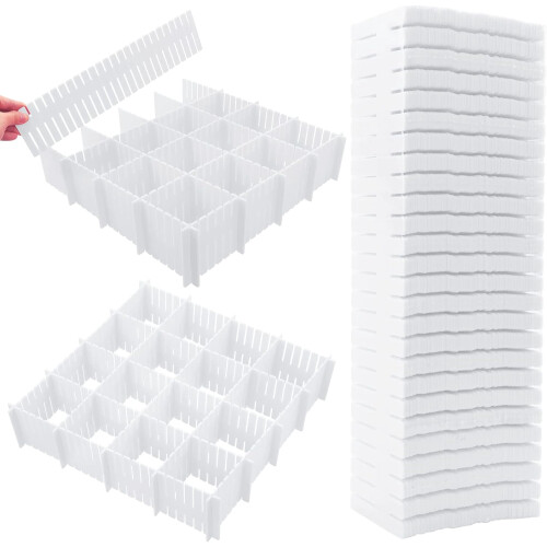Drawer Dividers Plastic Adjustable 45 Pack White