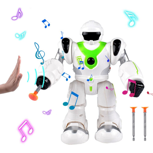 Green Robot Toy with Sucker Projectiles, Walking Action, 1
