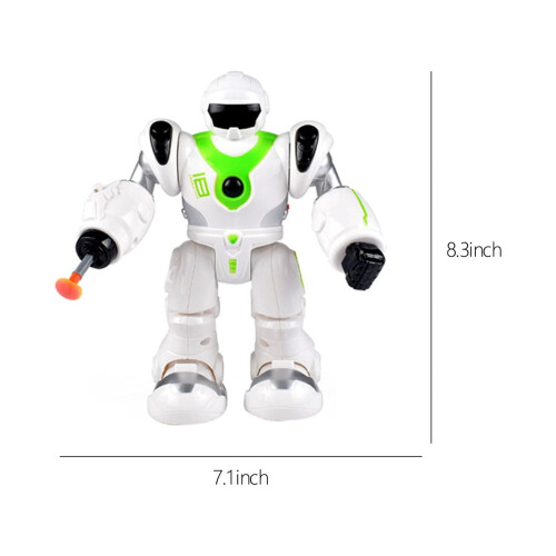 Green Robot Toy with Sucker Projectiles, Walking Action, 2