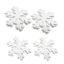 Wood Christmas Ornaments Snowflake 50mm 20pcs White