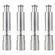 4X Salt and Pepper Grinder Stainless Steel Push Button Silver for Cooking Spice Thumb Push Pepper Mill Portable Grinder