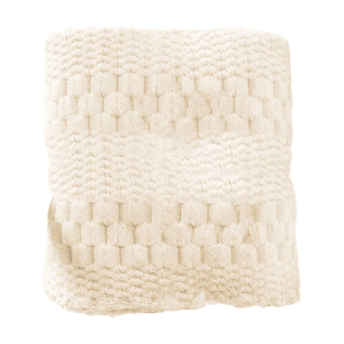 Flannel Jacquard Throw Blanket Beige 28x39 Inch 1
