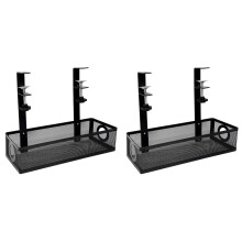 2X Under Desk Cable Management Box Tray Under Desk Wire Management Box Clamp Under Table Cord Management Organizer
