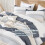 Comforter Set Queen Blue Yellow White Stripe 3-Piece 4