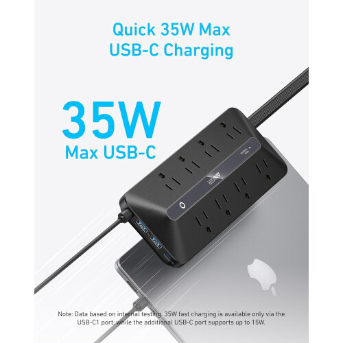 Flachstecker-Steckdosenleiste 8AC2USB-C2USB-A5ft900J 2
