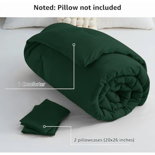 Emerald Green Queen Comforter Set 3-Piece 2