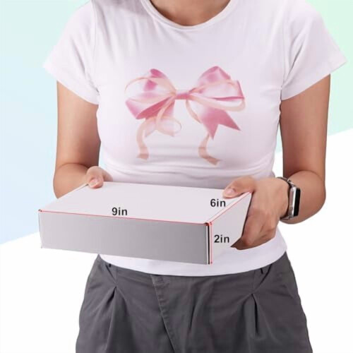Caixa de envio de papelão ondulado branco 9x6x2 polegadas, pacote com 50 unidades. 2